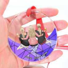 Family Sitting On The Moon - Customized Personalized Glass Ornament - Christmas Gift For Family