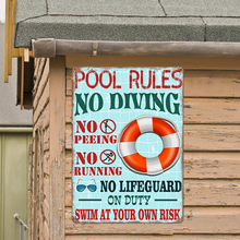 Pool Rules Swim At Your Own Risk Wall Art Funny Swimming Pool Signs - Swimming Pool Metal Signs