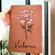 Birth Month Flowers Bloom Where You're Planted - Personalized Customized Leather Journal - Gift For Family Members, Book Lovers