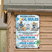 Pool Rules Enjoy The Music Grilling And Chilling Gift For Couples Personalized Custom Metal Sign