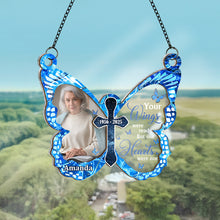 Custom Photo Your Wings Were Ready But Our Hearts Weren't - Personalized Window Suncatcher - Memorial Gift For Family Members