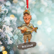 Custom Photo Funny Fisherman - Personalized Acrylic Ornament - Christmas Gift For Family Member, Fisherman, Friends