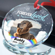 Custom Photo Forever Loved Pet Memorial - Personalized Glass Ornament - Gift For Memorial