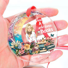 Just A Girl Who Loves Books - Customized Personalized Glass Ornament - Gift For Girl Woman