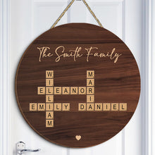 Family Name Crossword Door Hanger - Personalized Door Signs - Gift For Family Members