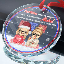 Custom Character - Here's To Another Year Of Bonding Over Alcohol - Personalized Custom Christmas Glass Ornament Gift For Her, Bestie