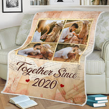 Custom Photo Vintage Together Since  - Personalized Photo Blanket - Gift For Family, Couple