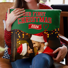 Custom Photo Our First Christmas - Personalized Custom Pillow - Christmas Gift For Family, Couple