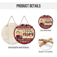 Our First Christmas In Our New Home - Customized Personalized Door Sign - Christmas Gift For Couple Husband Wife