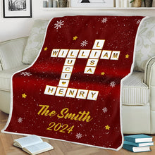 Custom Family Name Crossword Blanket - Personalized Photo Blanket - Christmas Gifts For Family