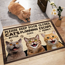 Custom Photo Cats Planning Escape - Personalized Doormat - Gift For Pet Dog Cat Lover