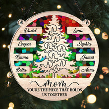 Mom Holds Us Together - Personalized Acrylic Window Suncatcher Ornament - Christmas Gift For Family