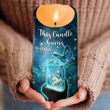 Blue Butterflies Starry Night - Personalized Candle LED Light - Memorial Gift For Family Members