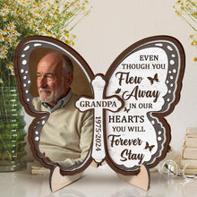 Custom Photo In Our Hearts You Will Stay - Customized Personalized 2-Layered Wooden Plaque - Gift For Memorial Loss