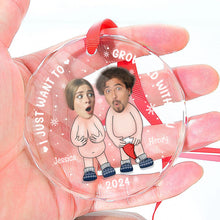 Funny Couple Custom Photo Ornament - Personalized Glass Ornament - Christmas Gift For Couples, Lovers