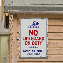 Swimming Pool Warning Sign Swim At Your Own Risk Metal Sign Poolside Sign