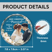 First Christmas Married Couple - Personalized Glass Ornament - Christmas, Anniversary Gift For Couple, Husband Wife, Him, Her