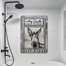 Donkey metal sign, Donkey Black White Hello Sweet Cheeks Metal Signs