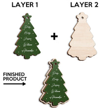 Family Names Christmas Tree - Personalized 2-Layered Wooden Ornament - Gifts For Family