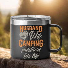 Camping Partner For Life - Custom 14oz Stainless Steel Tumbler With Handle - Gift For Husband, Wife, Couples