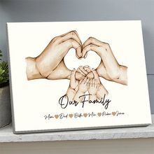 Family Name Home Decor Parents Hands Personalized Custom Framed Canvas Wall Art