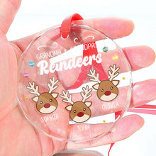 Christmas Reindeers - Customized Personalized Glass Ornament - Christmas Gift For Family