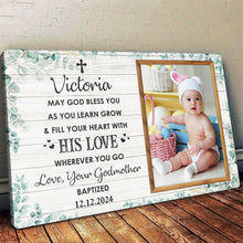 Custom Photo May God Bless You - Customized Personalized Canvas - Gift For Dad Mom Family Gift New Born Baby Gift