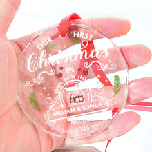 Our First Christmas In Our New House - Customized Personalized Glass Ornament - Christmas Gift For Couple Husband Wife