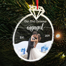Custom Photo Our First Christmas Married - Personalized Custom Acrylic Ornament - Gift For Couple