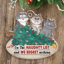 Christmas Fluffy Cat Funny Expressions On The Naughty List Regret Nothing - Personalized Customized Ornament - Christmas Gifts For Pet Lover