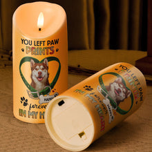 Custom Photo You Left Paw Prints Forever In Heart - Personalized Candle LED Light - Memorial Gift For Pet Lovers