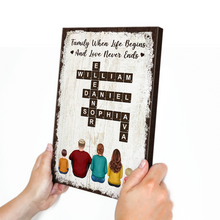 Custom Family Character Crossword Wall Canvas - Personalized Customized Canvas - Gift For Family