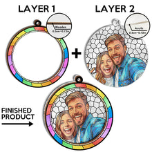Custom Photo Circle Ornament - Stained Glass Personalized 2-Layered Mix Ornament - Gift For Couple, Husband, Wife, Anniversary, Pet Lovers