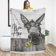 Fleece Blanket Funny Donkey Sunflower Farmhouse Bathroom Flannel Blanket For Besties Family Gifts Vintage Retro