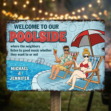 Poolside Personalized Customized Metal Sign Swimming Decoration Gift For Couple