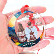 I Love You To The Moon & Back - Customized Personalized Glass Ornament - Memorial Gift For Loss