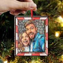 Custom Photo - Stained Glass Personalized 2-Layered Mix Ornament - Gift For Couple, Husband, Wife, Anniversary, Pet Lovers