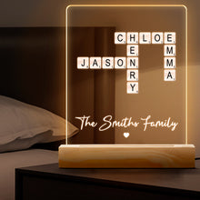 Crossword With Family - Personalized Customized 3D LED Light - Gift For Family Members