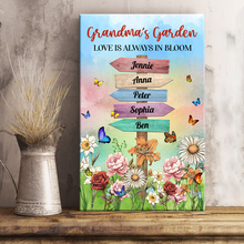 Grandma's Garden Birth Month Flowers Names - Personality Customized Canvas - Gift For Family