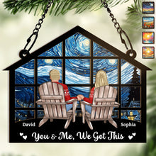 You And Me We Got This Couple Sitting - Personalized Window Suncatcher Ornament - Christmas Gift For Married Couple Husband Wife