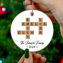 Family Crossword Puzzle Art Ornament - Customized Personalized Ceramic Ornament - Christmas Gift For Family Members