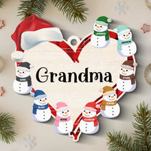 Mom's Grandma's Little Snowmen - Personalized Wooden Cutout Ornament - Gift For Family