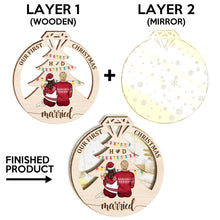 Our First Christmas - Customized Personalized Mirror Wooden Ornament - Christmas Gift For Couple Husband Wife