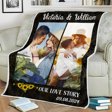 Custom Photo Frame Couple Our Love Story - Personalized Photo Blanket - Gifts For Couple