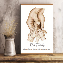 Parents Hands With Kids Family Gift Home Decor Personalized Custom Framed Canvas Wall Art