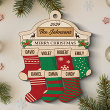 Funny Socks Merry Christmas - Customized Personalized Wooden Cutout Ornament - Christmas Gift For Family