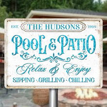 Pool & Patio Poolside Outdoor Decor Personalized Custom Metal Sign