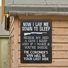 Now I Lay Me Down to Sleep No Trespassing Warning Sign House Decor Vintage Metal Sign