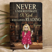 Don't Underestimate A Lady Who Loves Reading - Personalized Customized Leather Journal - Gift For Book Lovers
