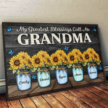 Grandma My Greatest Blessing - Personalized Customized Canvas - Gift For Family Members